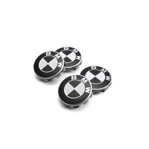 BMW Svart/Vita Centrumkåpor 4-pack (68/56mm)