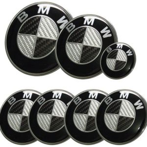 BMW Svart/Vita ("Kolfiber") 7-pack emblem