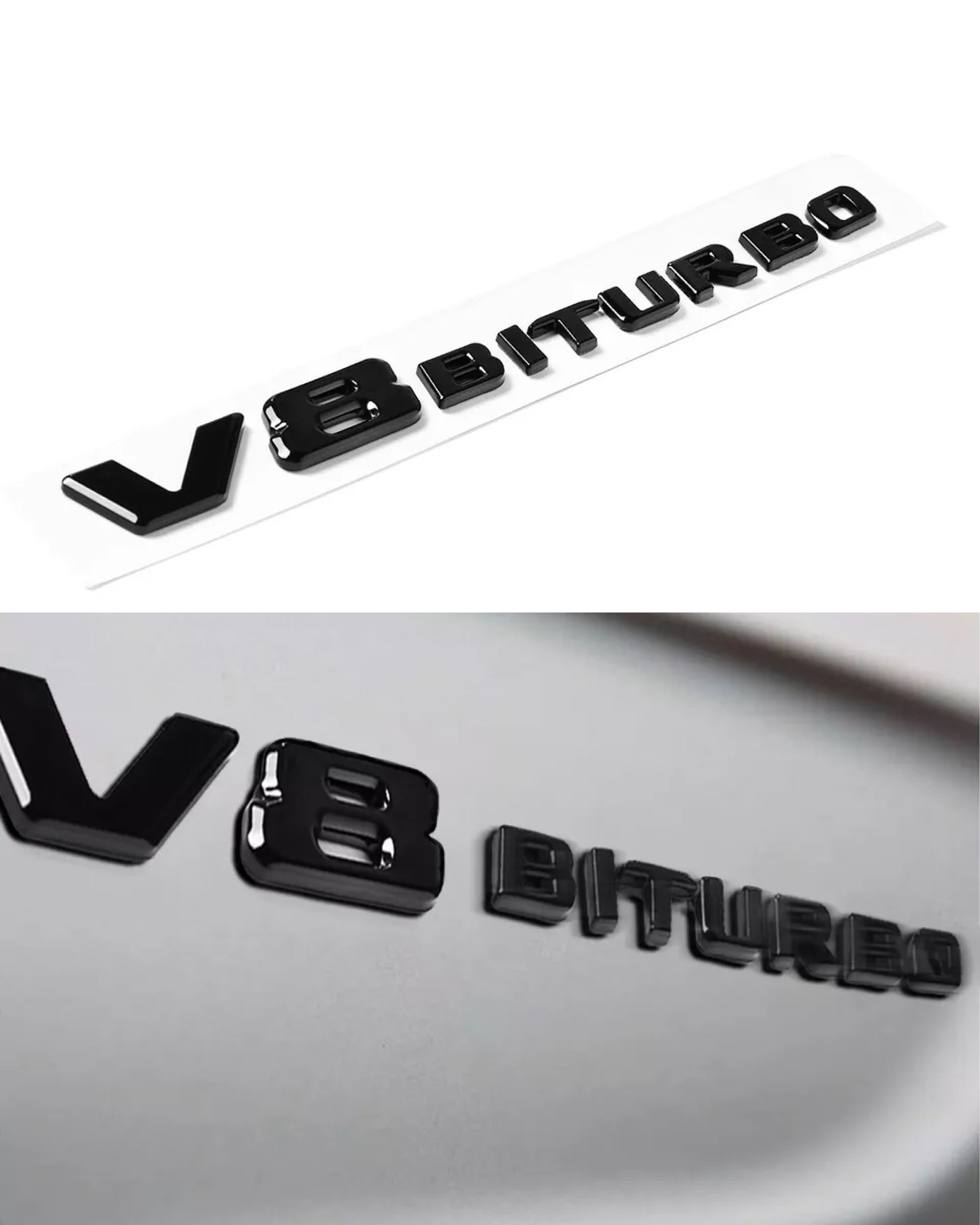 Svart V8 Biturbo emblem 1 Svart V8 Biturbo emblem