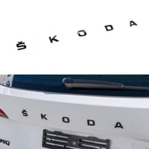 Blanksvart SKODA emblem (stor)