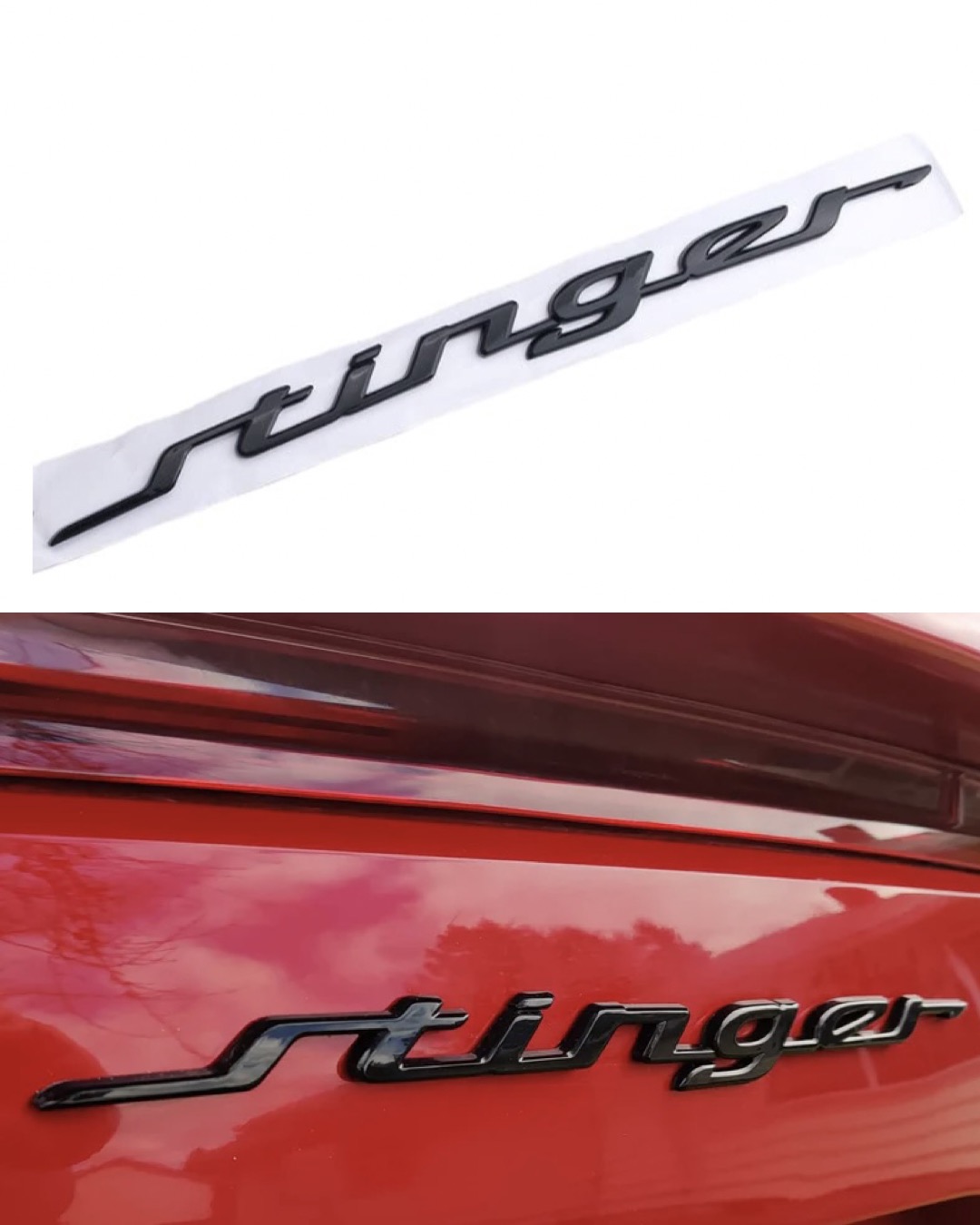 Svart KIA Stinger emblem 1 Svart KIA Stinger emblem, till baklucka