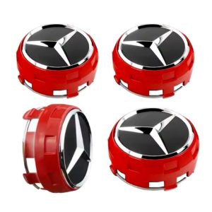 4-pack Mercedes centrumkåpor 75mm - Red Edition