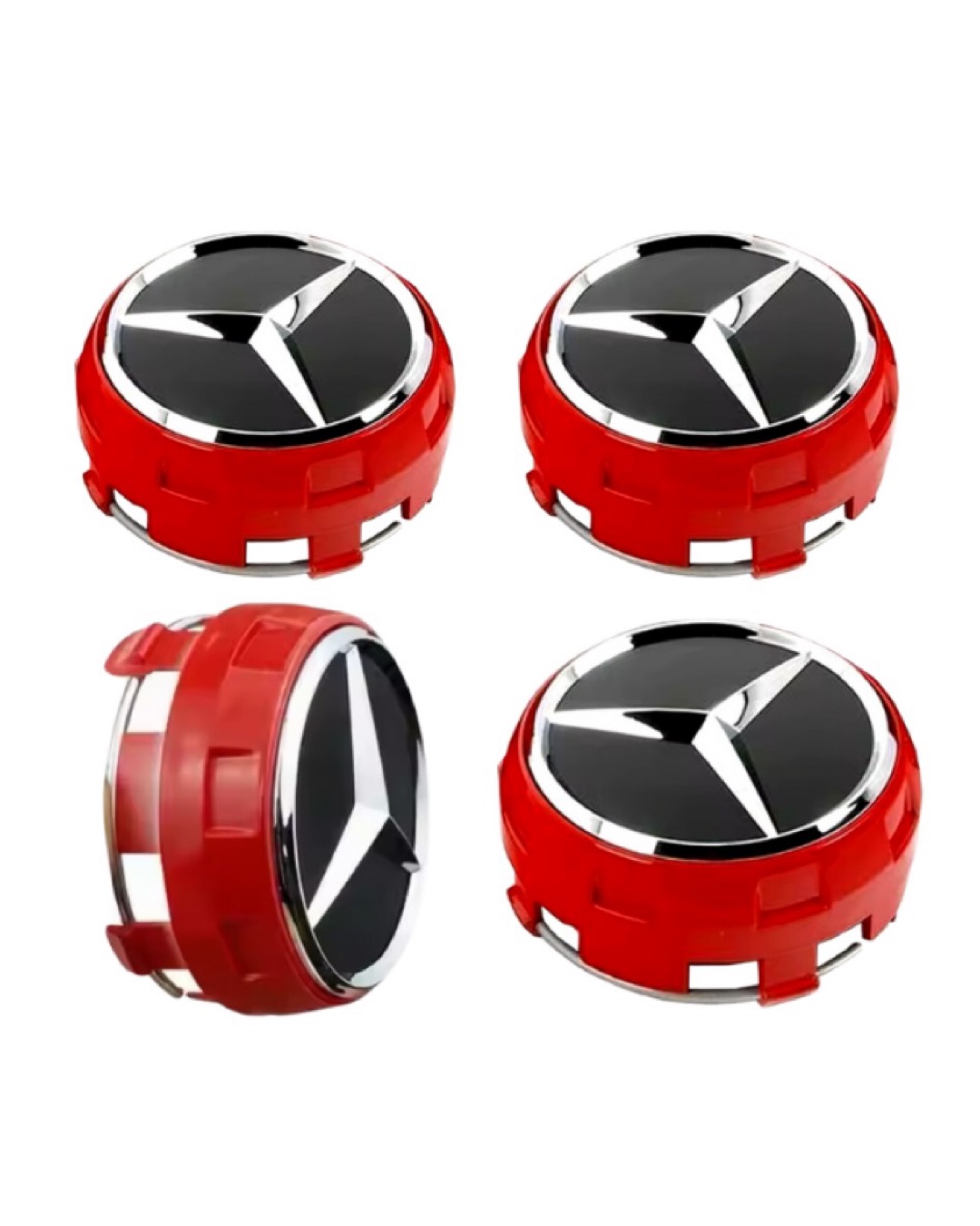 4-pack Mercedes centrumkåpor 75mm - Red Edition 1 4-pack Mercedes centrumkåpor 75mm - Red Edition