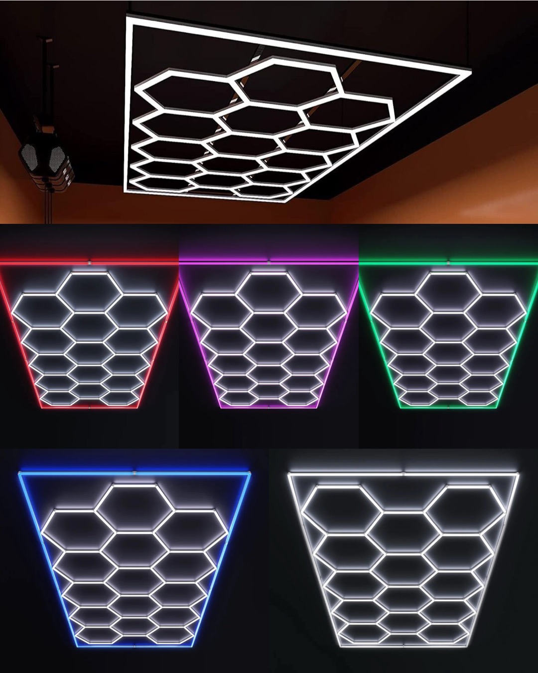 Hexagon belysning LED-Armatur 243x484cm - 6000K (Flera färger) 1 Hexagon belysning LED-armatur 243x484cm