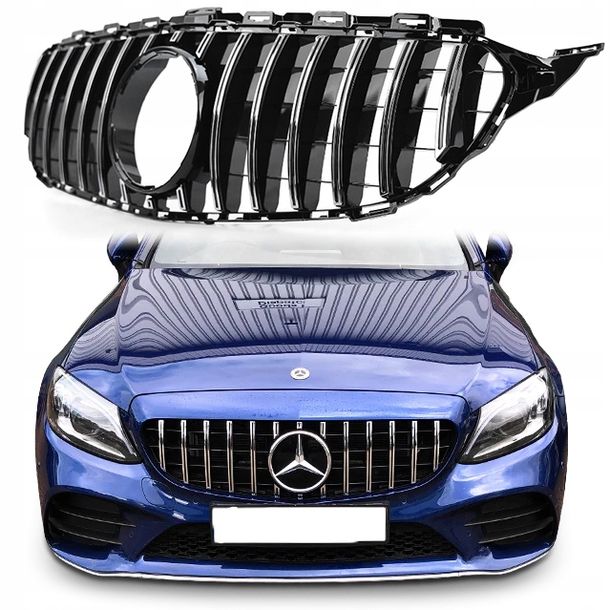 Mercedes GT-grill AMG look panamerican C-klass W205 14-18 (Svart/Krom) 3 Mercedes GT-grill AMG look panamerican C-klass W205 14-18 (Svart/Krom) - Bild 3