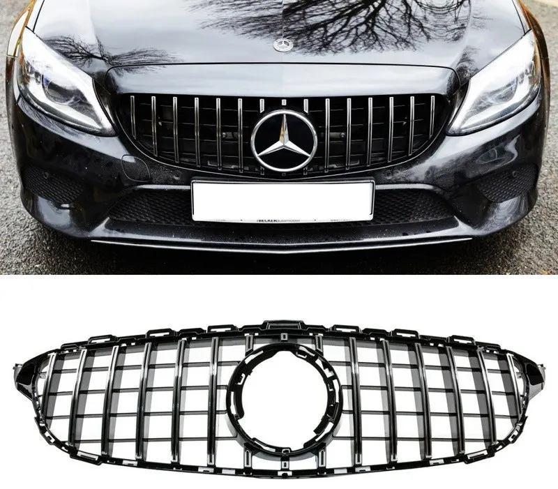 Mercedes GT-grill AMG look panamerican C-klass W205 14-18 (Svart/Krom) 4 Mercedes GT-grill AMG look panamerican C-klass W205 14-18 (Svart/Krom) - Bild 4