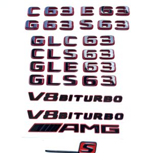 Exklusiva Mercedes AMG Svart/Röda emblem (15+ modeller)
