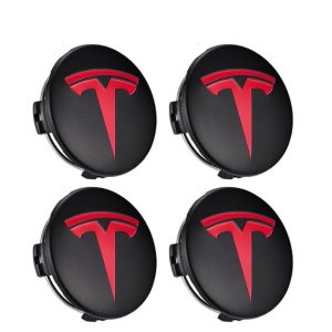 Tesla centrumkåpor 4-pack Röd/Svart 57mm