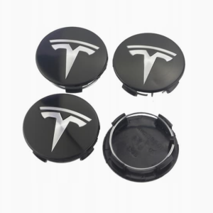 Tesla Centrumkåpor 4-pack Svart/Silver 57mm
