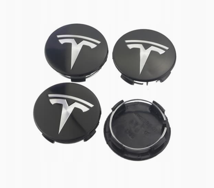 Tesla Centrumkåpor 4-pack Svart/Silver 57mm 1 Tesla Centrumkåpor 4-pack Svart/Silver 57mm