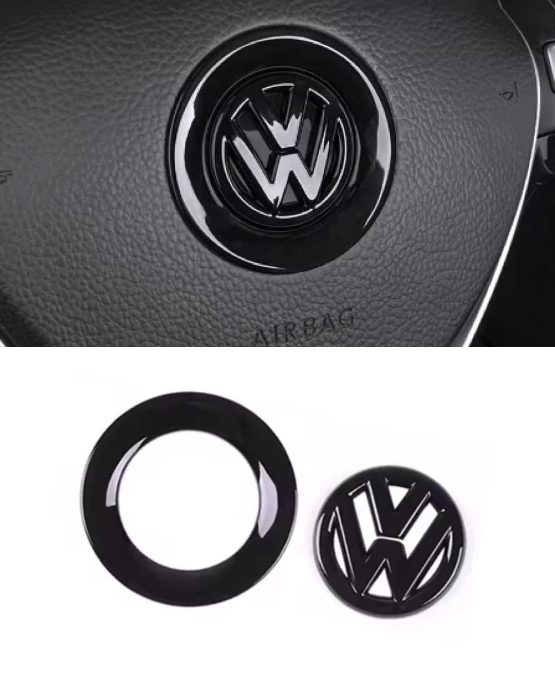 Svart VW ratt emblem svart/"kolfiber" - Passar flera modeller 4 Svart VW ratt emblem svart/"kolfiber" - Passar flera modeller - Bild 4