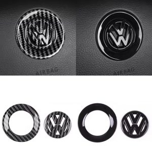 Svart VW ratt emblem svart/"kolfiber" - Passar flera modeller