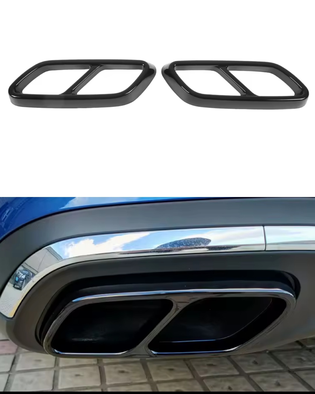 Mercedes C-klass W206 Ändrör/Slutrör (Avgaskåpa) – Svart & Silver 2 Mercedes C-klass W206 Ändrör/Slutrör (Avgaskåpa) – Svart & Silver - Bild 2