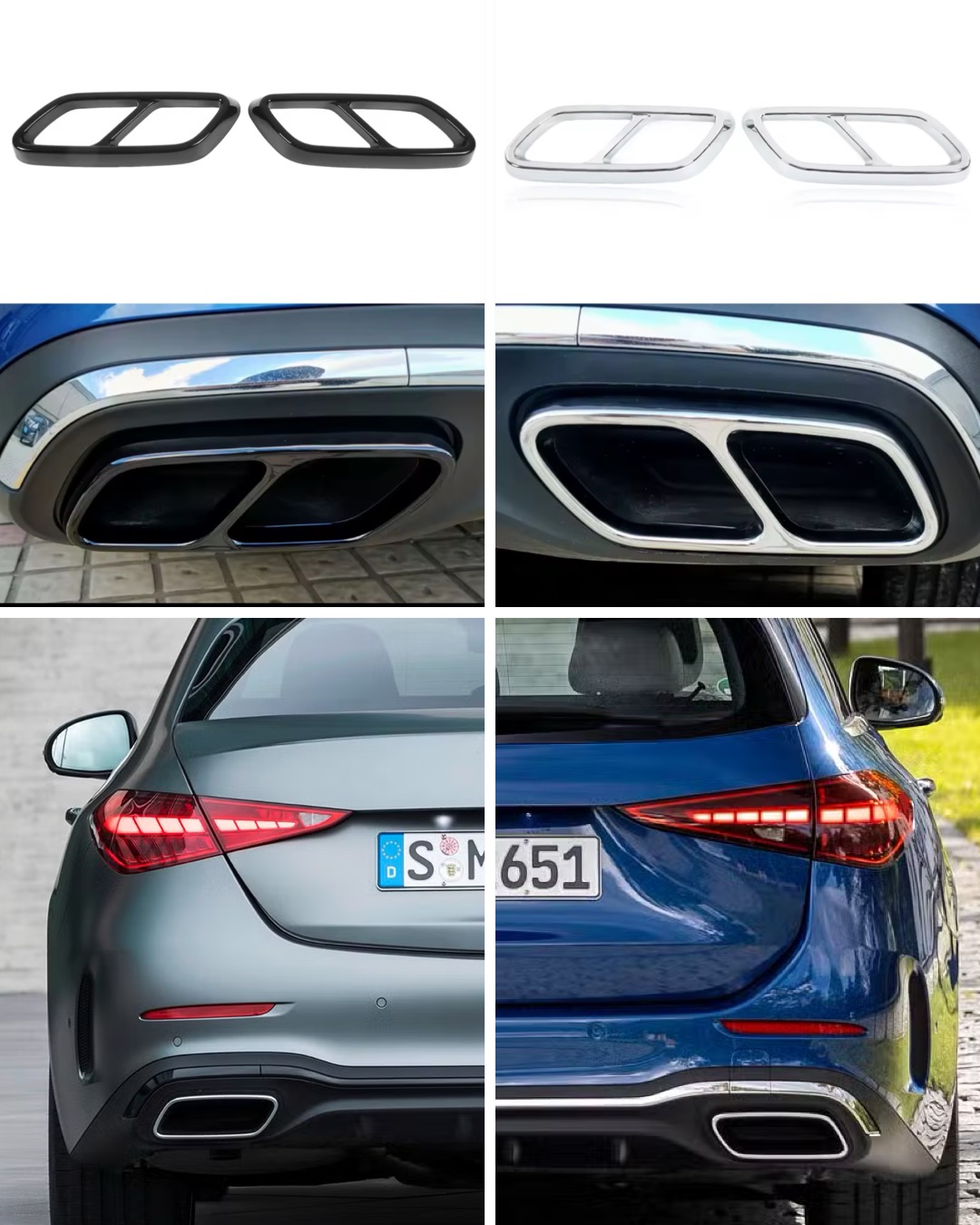 Mercedes C-klass W206 Ändrör/Slutrör (Avgaskåpa) – Svart & Silver 1 Mercedes C-klass W206 Ändrör/Slutrör (Avgaskåpa) – Svart & Silver