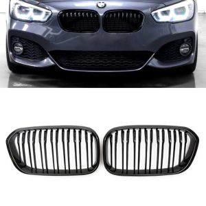 BMW F20 1-serie svart grill/njurar dubbelribbad