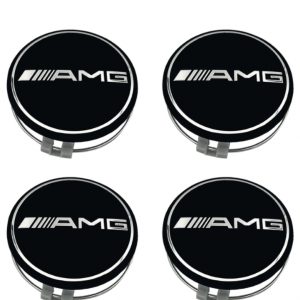 4-pack AMG Mercedes centrumkåpor 75mm – Svart/Silver