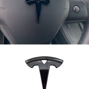 Svart Tesla emblem till ratten - Model 3/Y