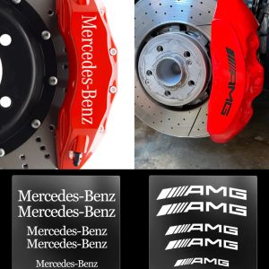 6-pack bromsdekaler till bromsok i svart/vit – Mercedes/AMG