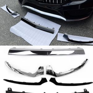 Mercedes C klass W205 (15-18) 3-delad frontläpp - Svart/krom