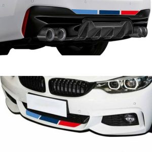 BMW tricolor 3-delad vinyl till frontläpp/baksida (Röd/Blå)