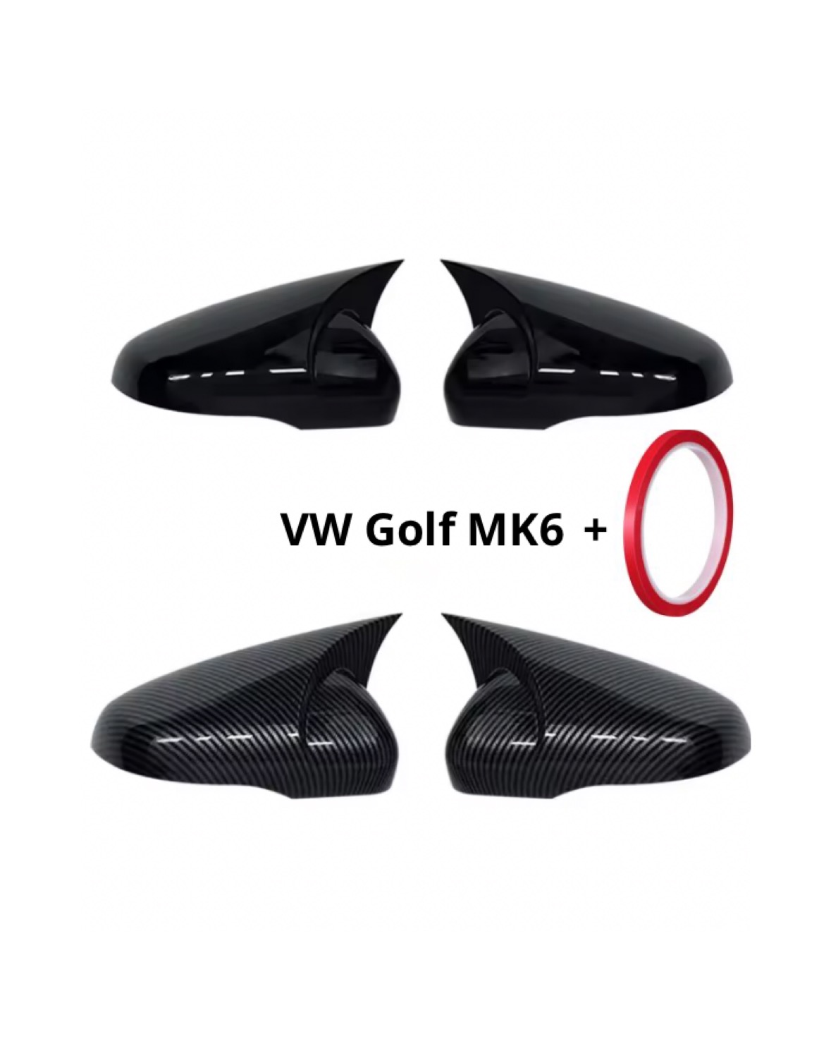 Volkswagen spegelkåpor Golf MK6 (09-13) - Blanksvart/"Kolfiber" 1 Volkswagen spegelkåpor Golf MK6 (09-13) - Blanksvart/"Kolfiber"