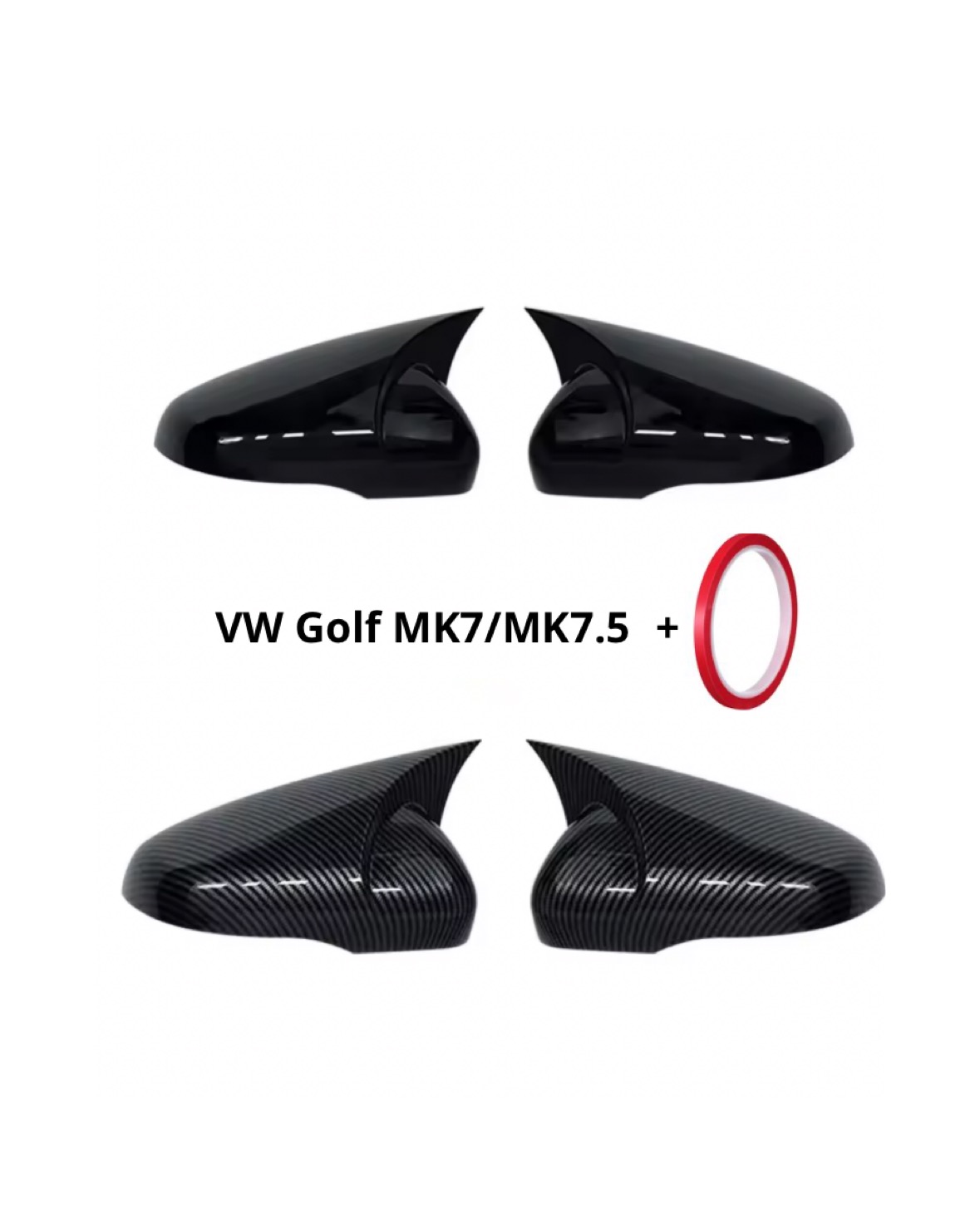 Volkswagen spegelkåpor Golf MK7/7.5 (14-20) - Blanksvart/"Kolfiber" 1 Volkswagen spegelkåpor Golf MK7/7.5 (14-20) - Blanksvart/"Kolfiber"