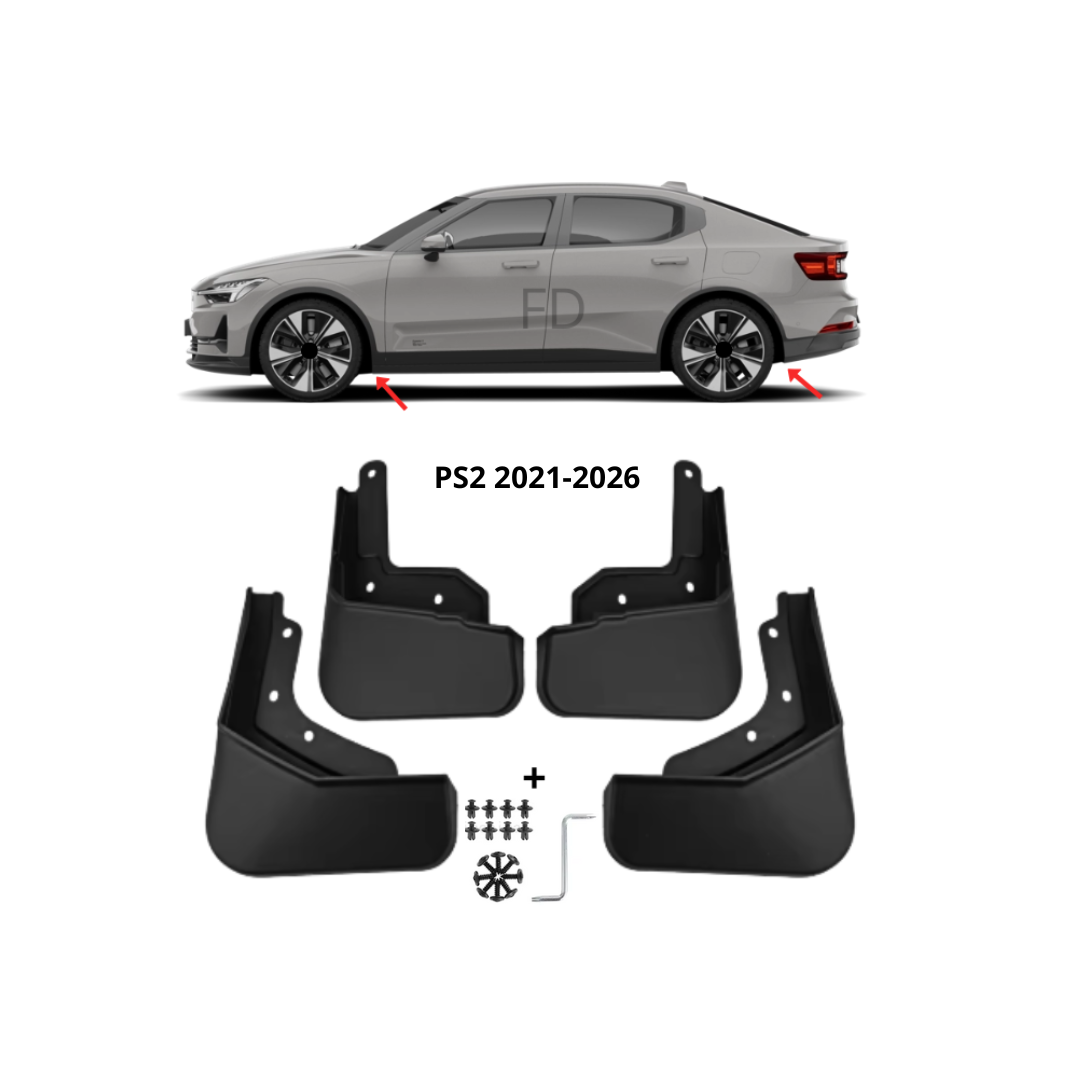 Passande Polestar 2 Stänkskydd/Mudflaps 4-pack – Passar 2021-2026 1 Passande Polestar 2 Stänkskydd/Mudflaps 4-pack – Passar 2021-2026
