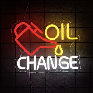 LED Neon Skylt – Oil Change till Garage/Verkstad (30x23cm)
